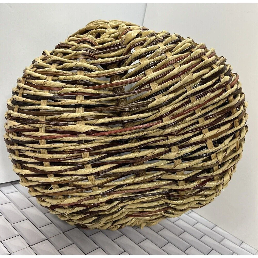 Vintage Primitive Gathering Basket Raw Curly Willow Handle Woven Large Farmhouse